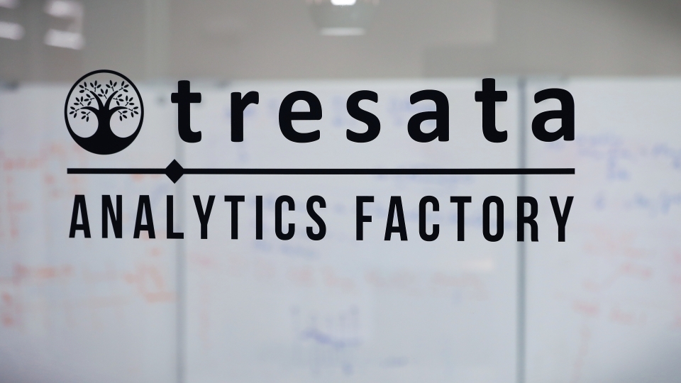 Vinyl on window of Tresata analytics factory