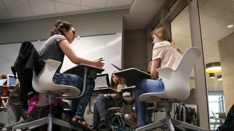 Students in discussion in classroom