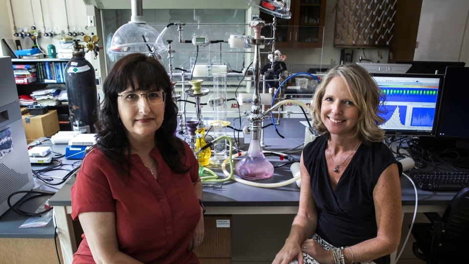 Cindy Hauser and Karen Bernd in the Lab