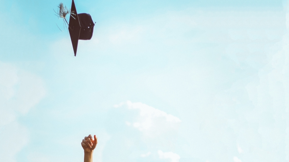 Graduation Cap Thrown in the Air