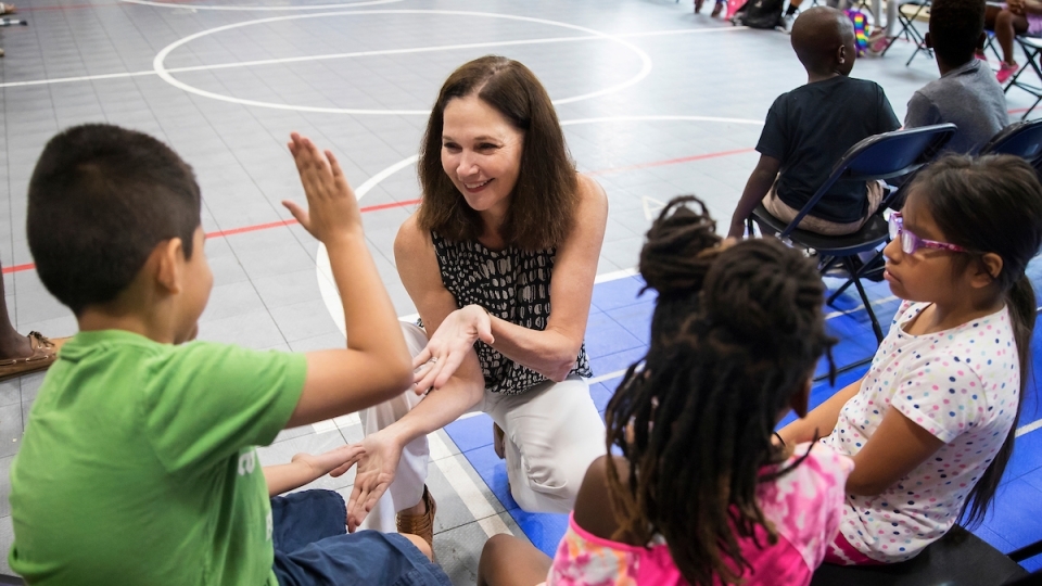 President Carol Quillen with students in Freedom School