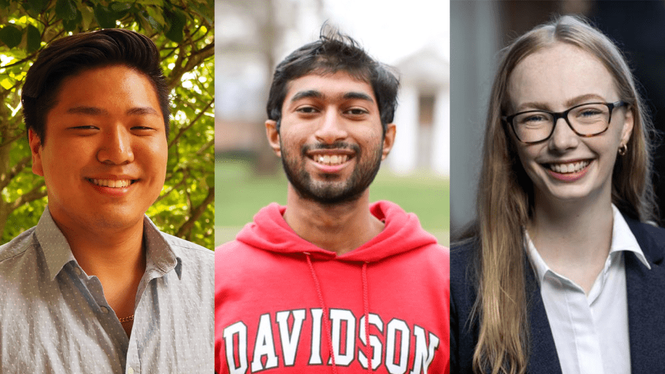 a compilation of student headshots featuring two men and a woman