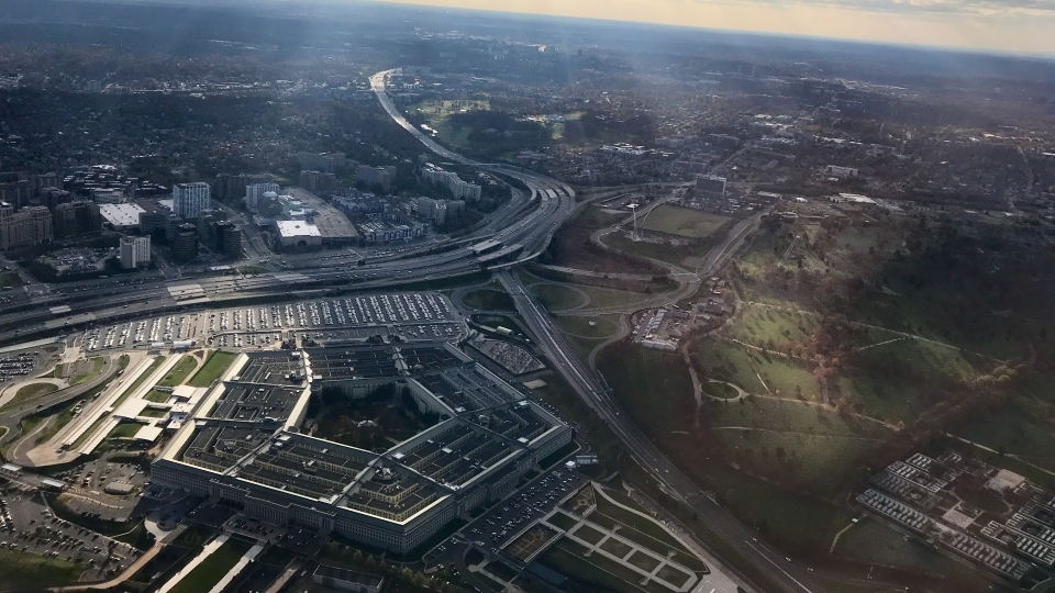 a view of the Pentagon building from overhead