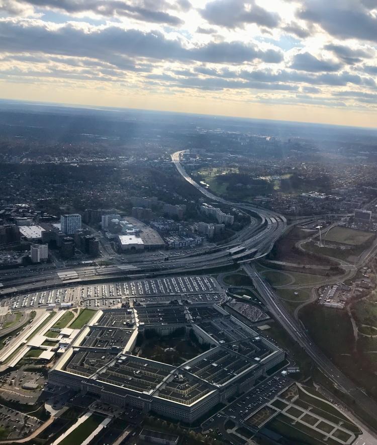 a view of the Pentagon building from overhead