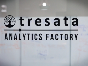 Vinyl on window of Tresata analytics factory