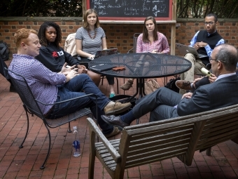 Chris Marsicano, students and a visitor