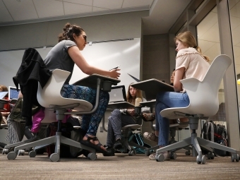 Students in discussion in classroom