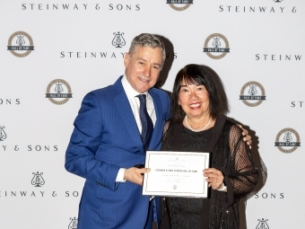 teacher Cynthia Lawing being inducted into the Steinway & Sons Teacher Hall of Fame 