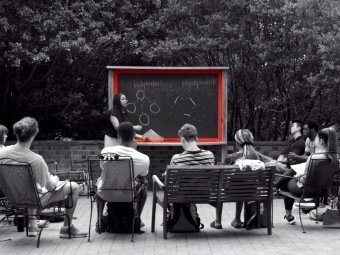 Professor with Students in Davidson's Outdoor Classroom