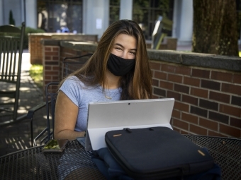 Student Studying Wearing Mask