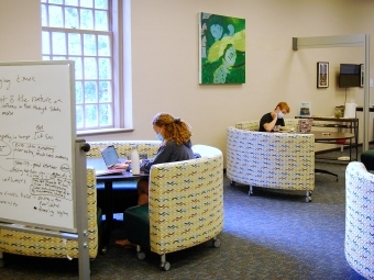 Students Studying in the Library with Masks