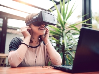 Female with Virtual Reality Headset