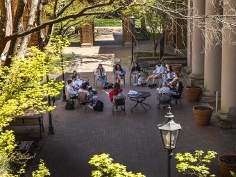 Campus Scenes outside classroom in the courtyard