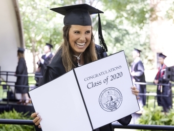 2020 Commencement Grad with her diploma