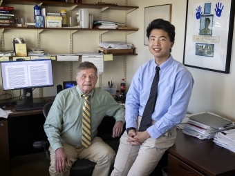 Professor Clark Ross and River Meng '23