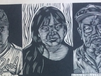 a series of portraits in ink