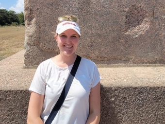 Emma Bazemore '24 during an archeology dig at the Caesarea Archaeology Field School in Caesarea, Israel