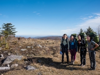 Davidson Outdoor trip leaders on the mountain before the hike