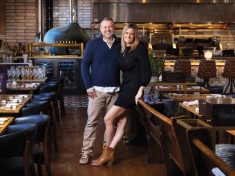 Jeff Tonidandel ’98 and Jamie Brown ’99 in the dining room of Supperland