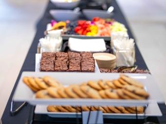 Catering buffet with brownies and cookies