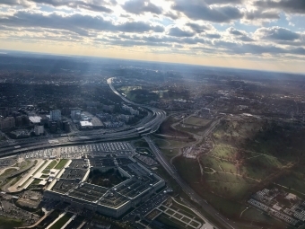 a view of the Pentagon building from overhead