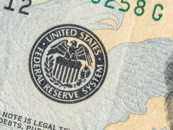 Symbol (Stamp) of Federal reserve system of USA on dollar