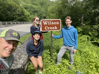 Brad Johnson and students at Wilson Creek area