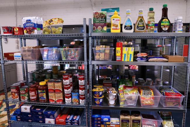 Shelves of food that can be shopped for at Lula Bell's